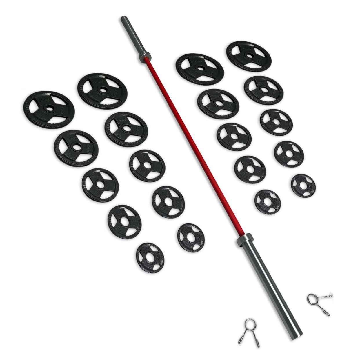 155kg Cast Iron Tri-Grip Barbell Set