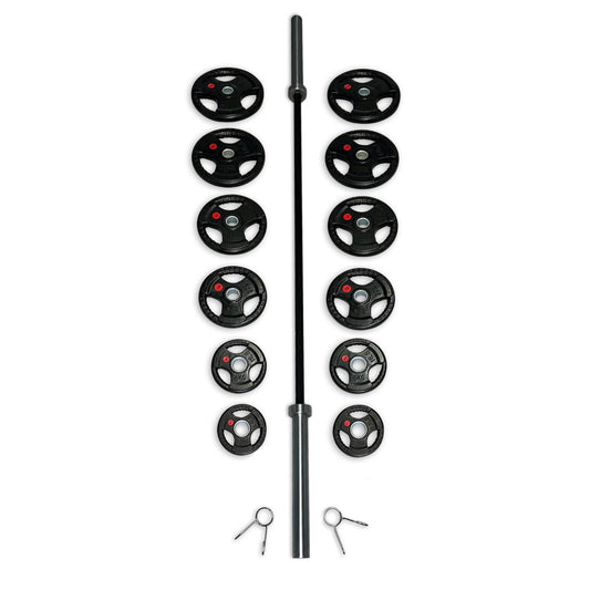 175kg Rubber Coated Tri-Grip Barbell Set