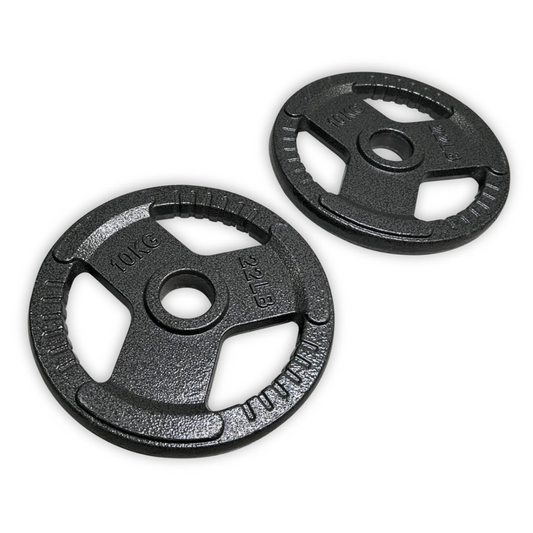 2x 10kg Cast Iron Tri-Grip Plates
