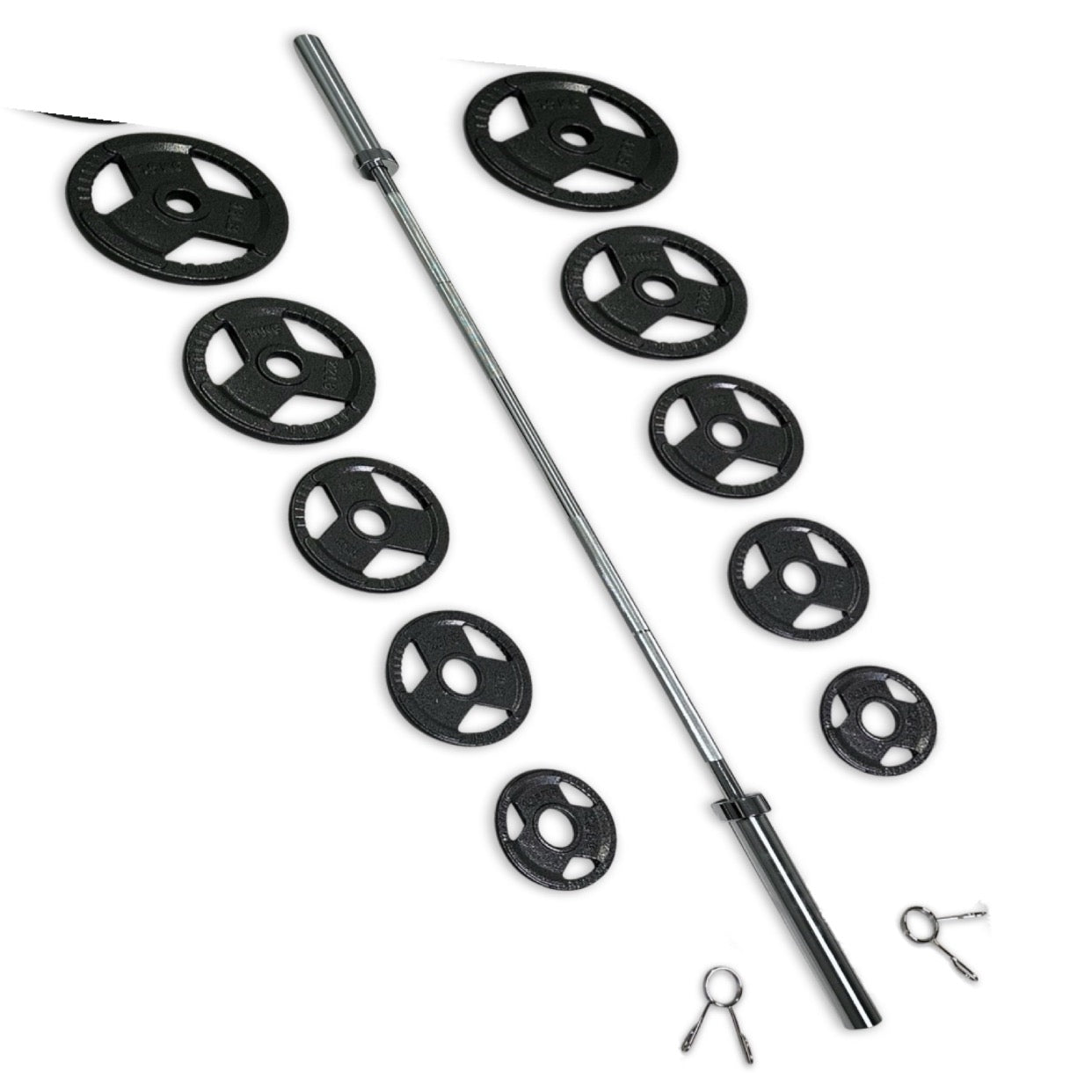 75-87.5kg Cast Iron Tri-Grip Barbell Set