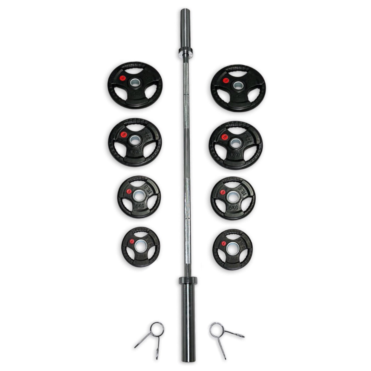 73-85kg Rubber Coated Tri-Grip Barbell Set