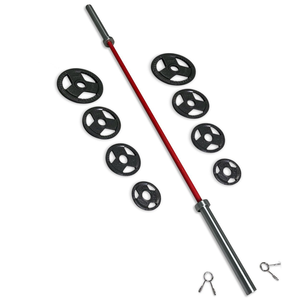 73-85kg Rubber Coated Tri-Grip Barbell Set