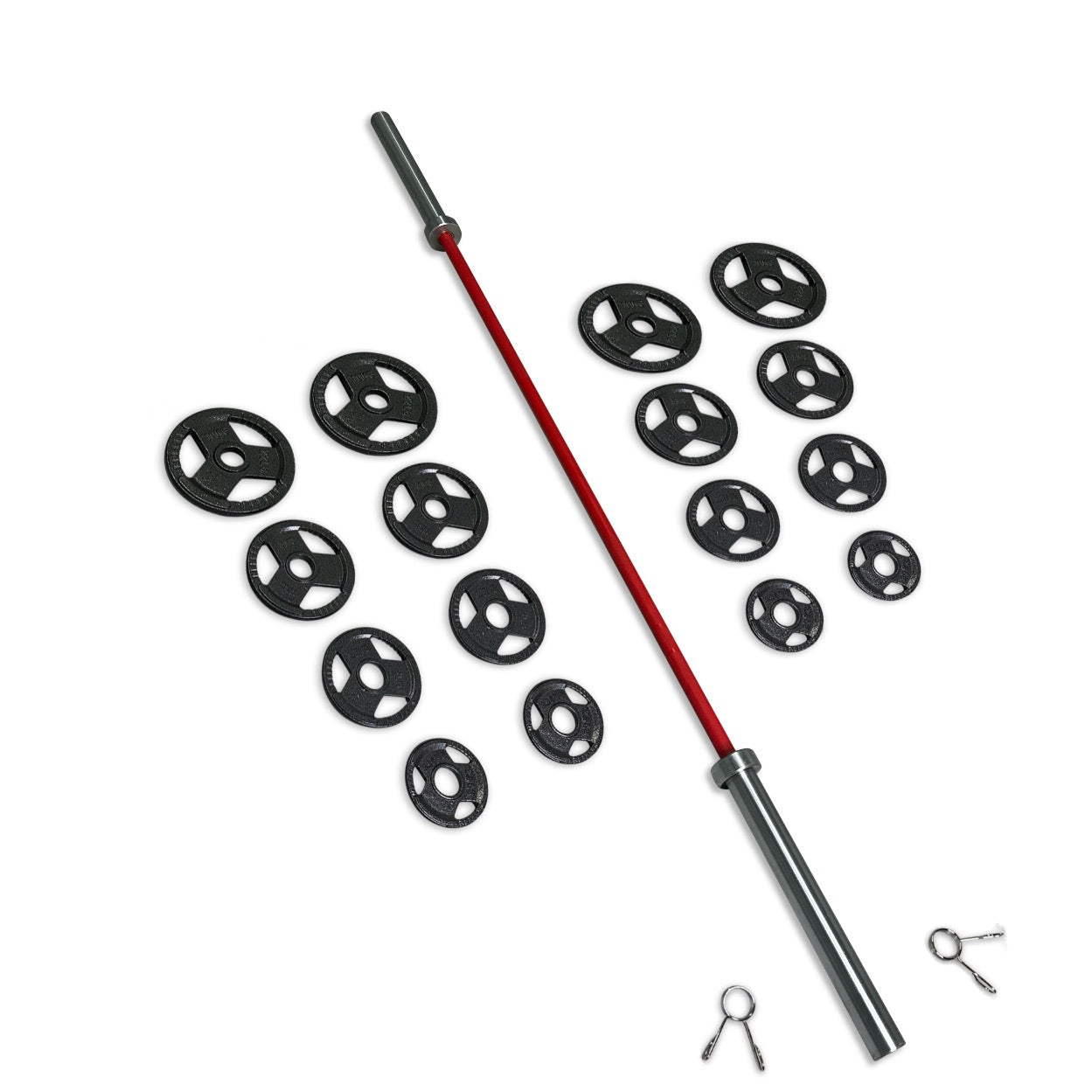 95kg Cast Iron Tri-Grip Barbell Set