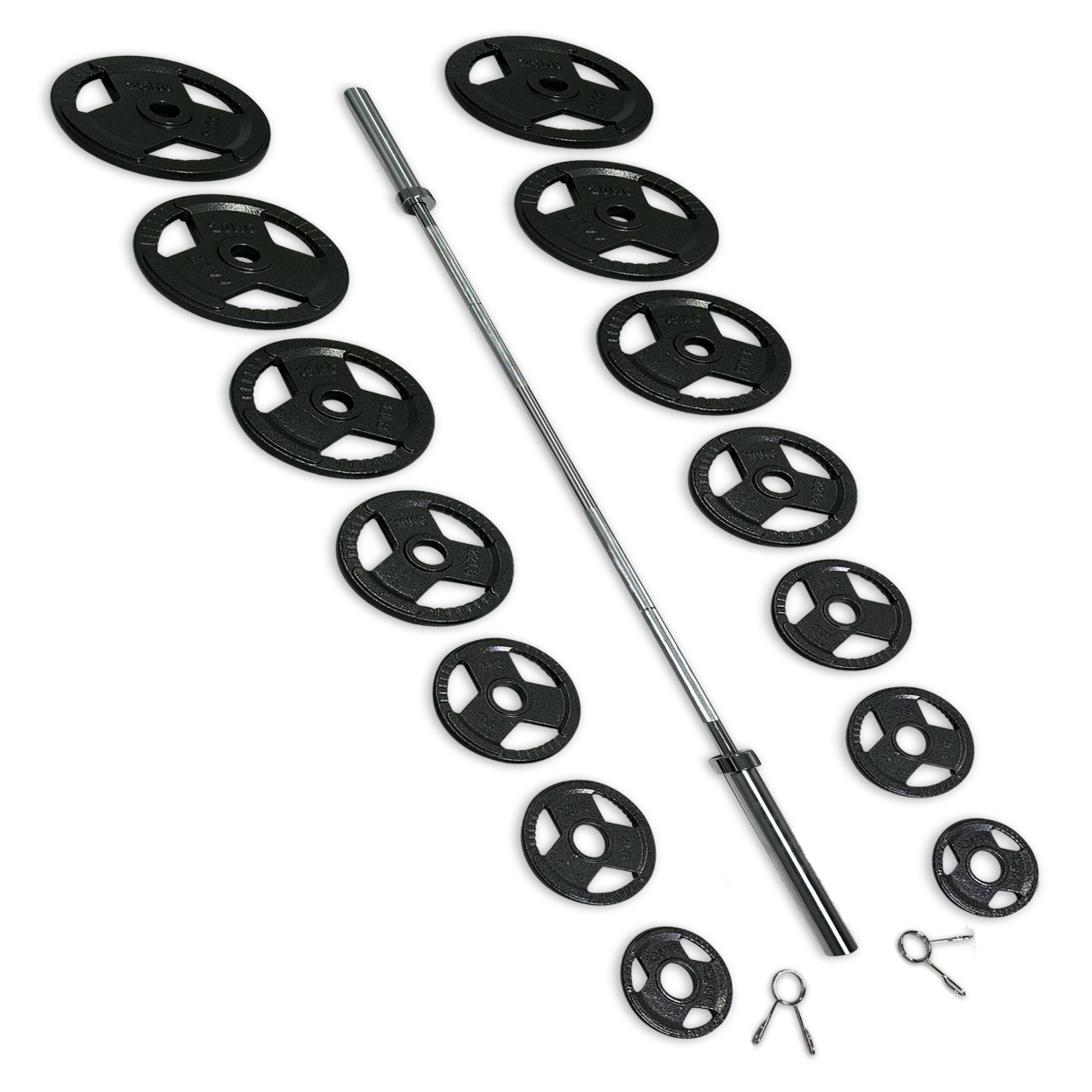 165-177.5kg Cast Iron Tri-Grip Barbell Set