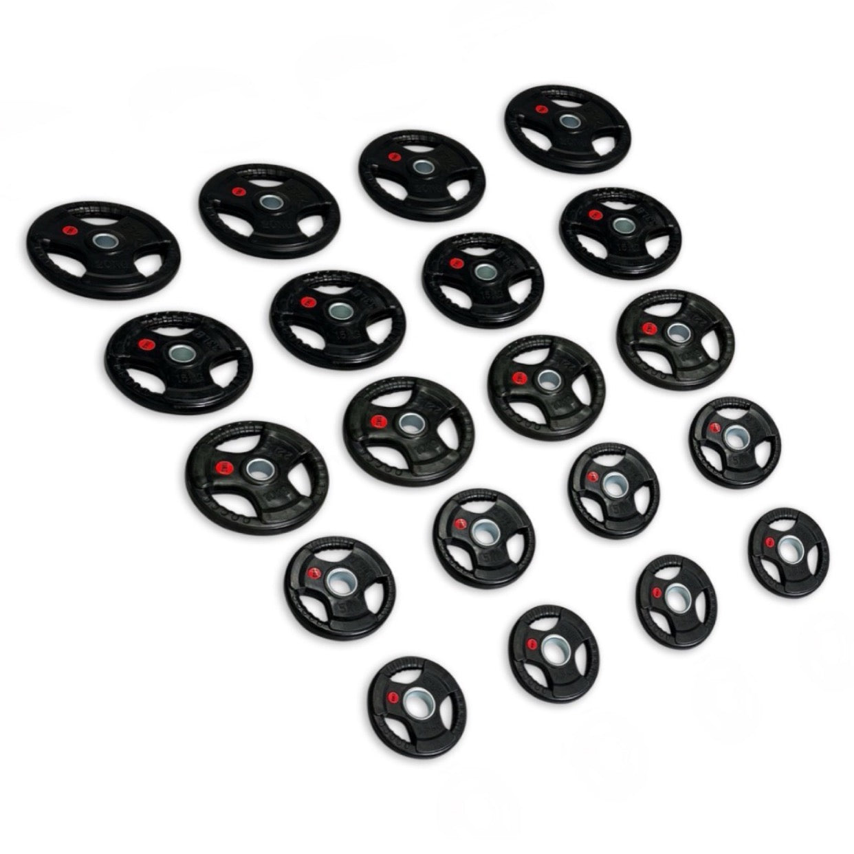 210kg Rubber Coated Tri-Grip Plates Set