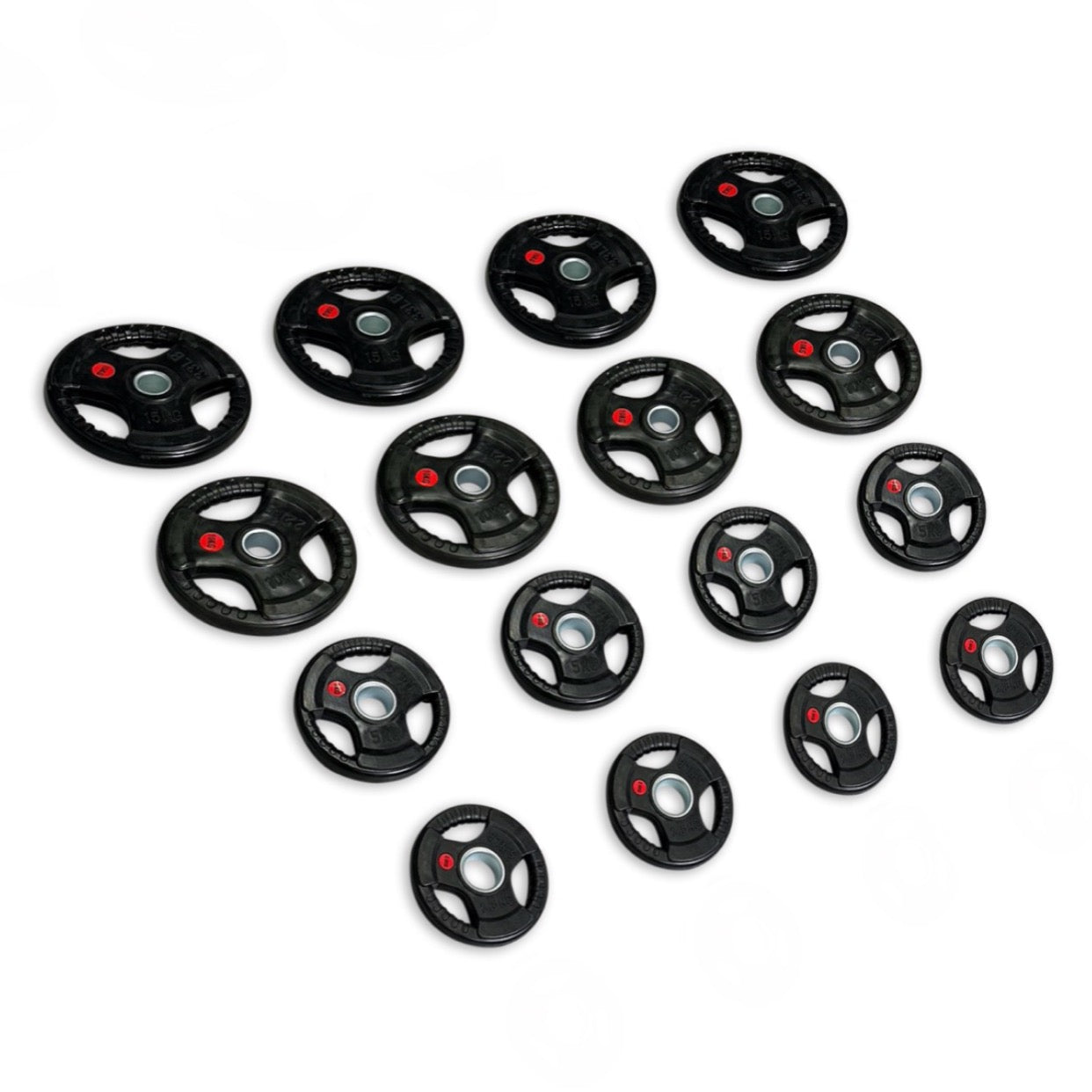 130kg Rubber Coated Tri-Grip Plates Set