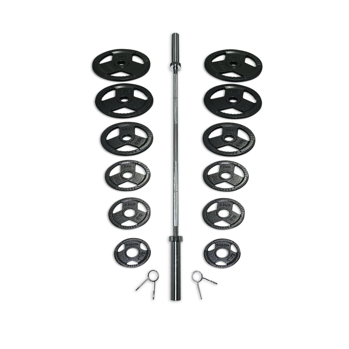 115-127.5kg Cast Iron Tri-Grip Barbell Set