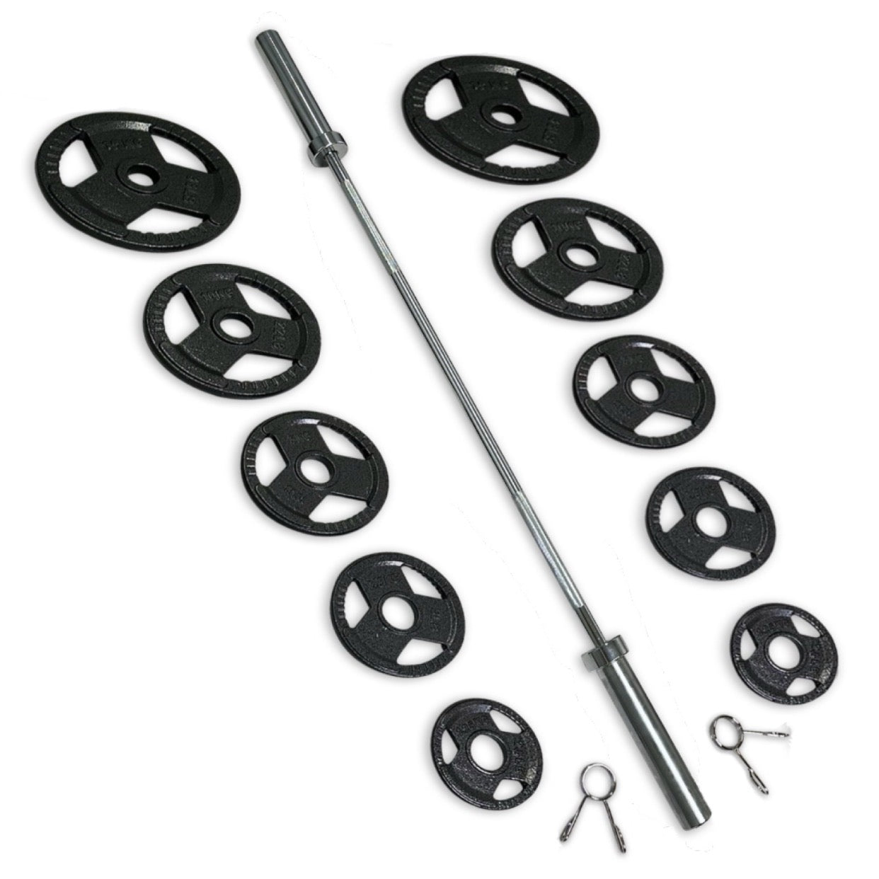 75-87.5kg Cast Iron Tri-Grip Barbell Set
