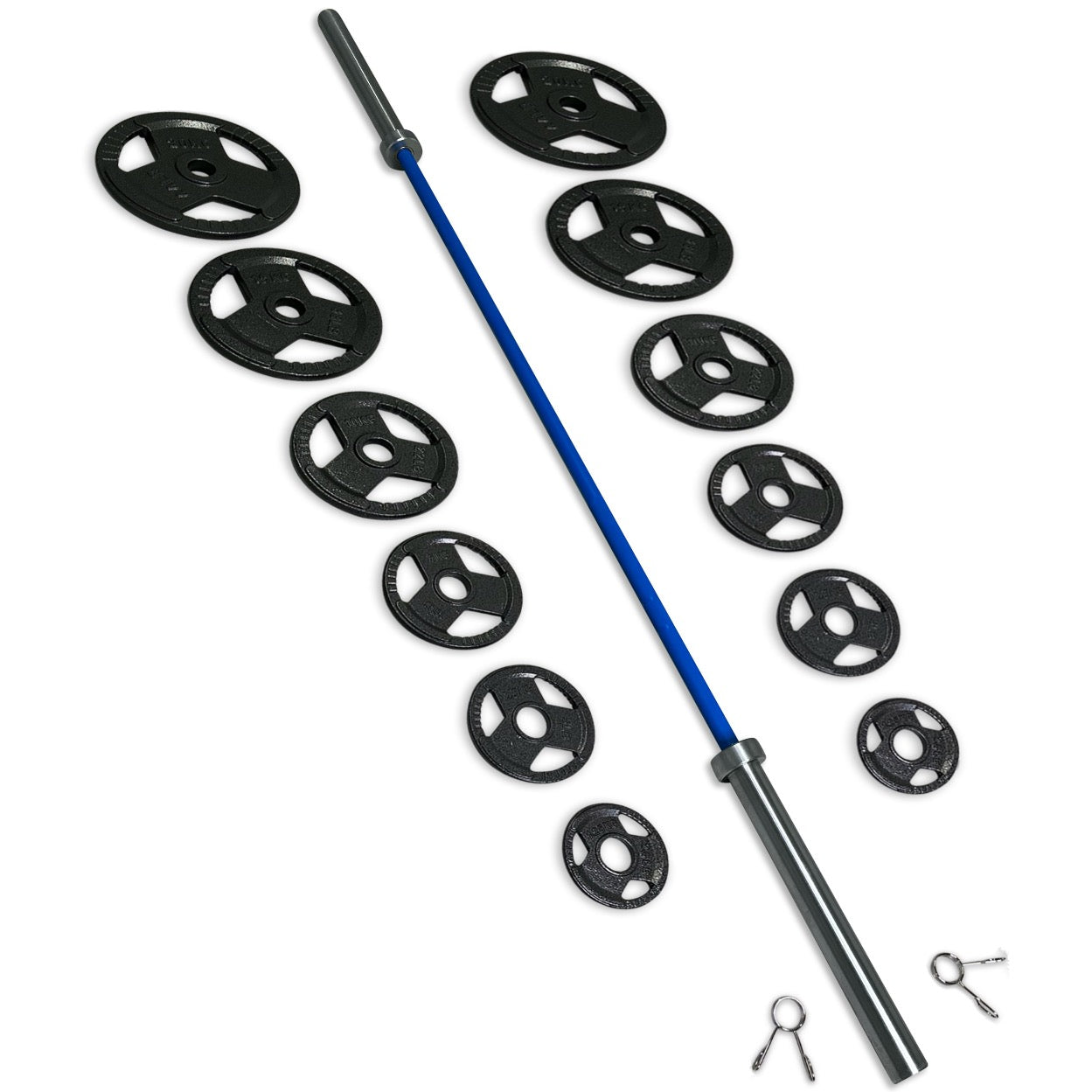 115-127.5kg Cast Iron Tri-Grip Barbell Set
