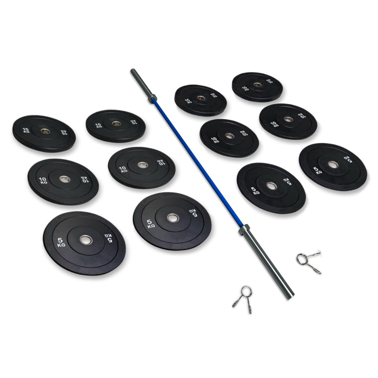 128-140kg Bumper Barbell Set