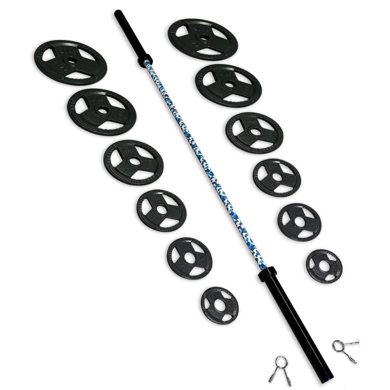 115-127.5kg Cast Iron Tri-Grip Barbell Set