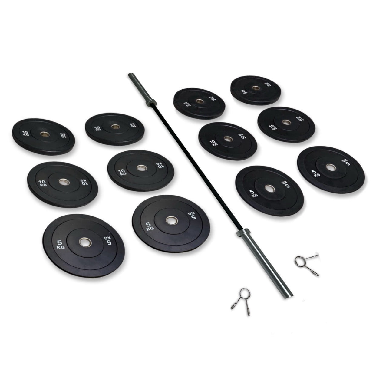 128-140kg Bumper Barbell Set