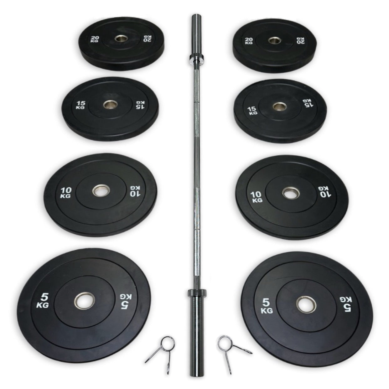 108-120kg Bumper Barbell Set
