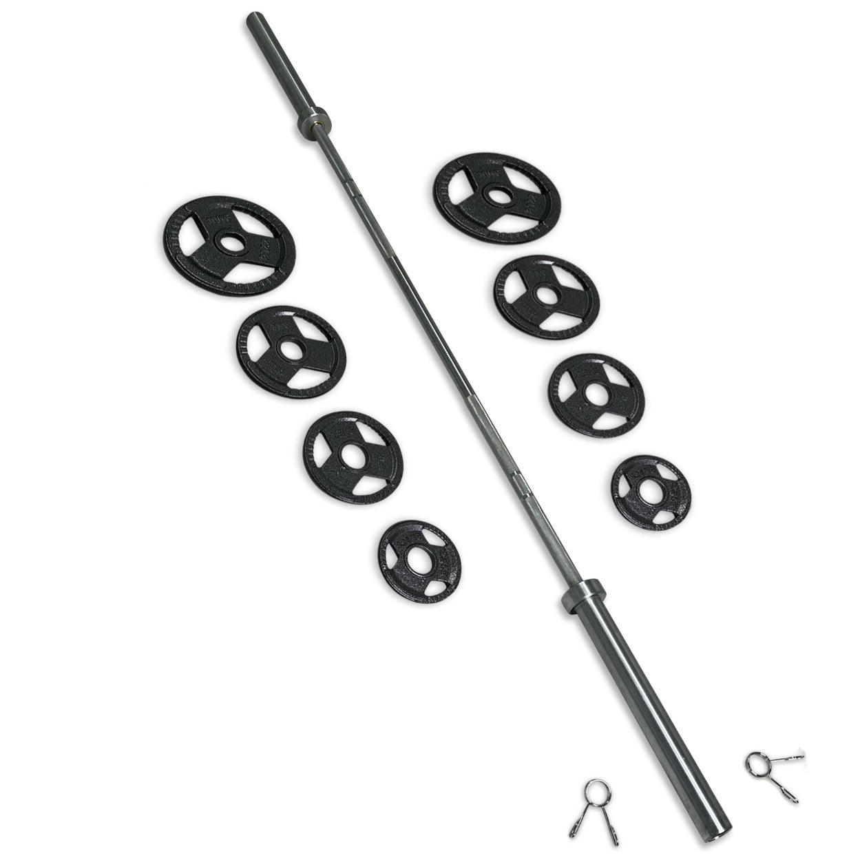 73-85kg Rubber Coated Tri-Grip Barbell Set