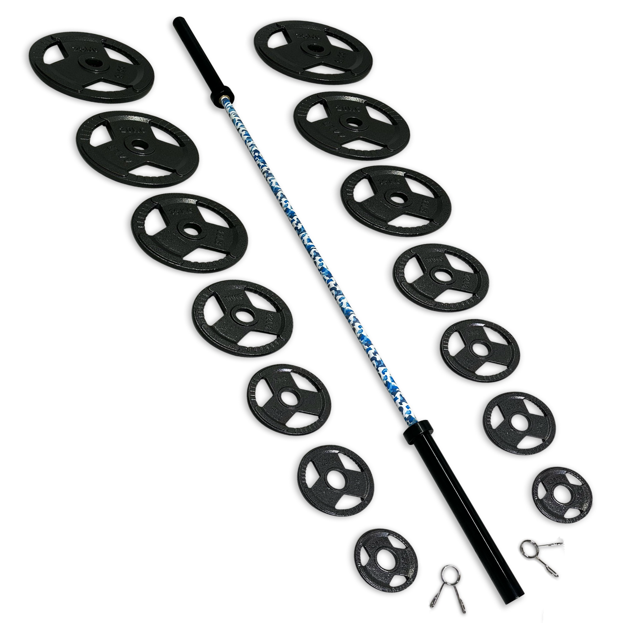 165-177.5kg Cast Iron Tri-Grip Barbell Set