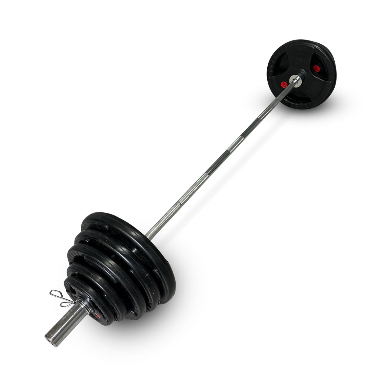 113-125kg Rubber Coated Tri-Grip Barbell Set