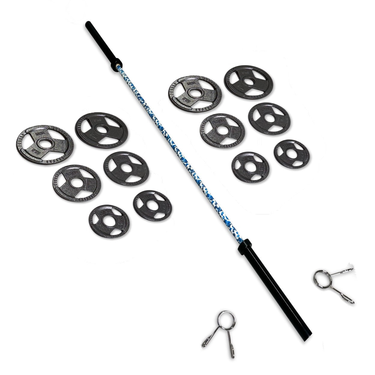 43-55kg Cast Iron Tri-Grip Barbell Set