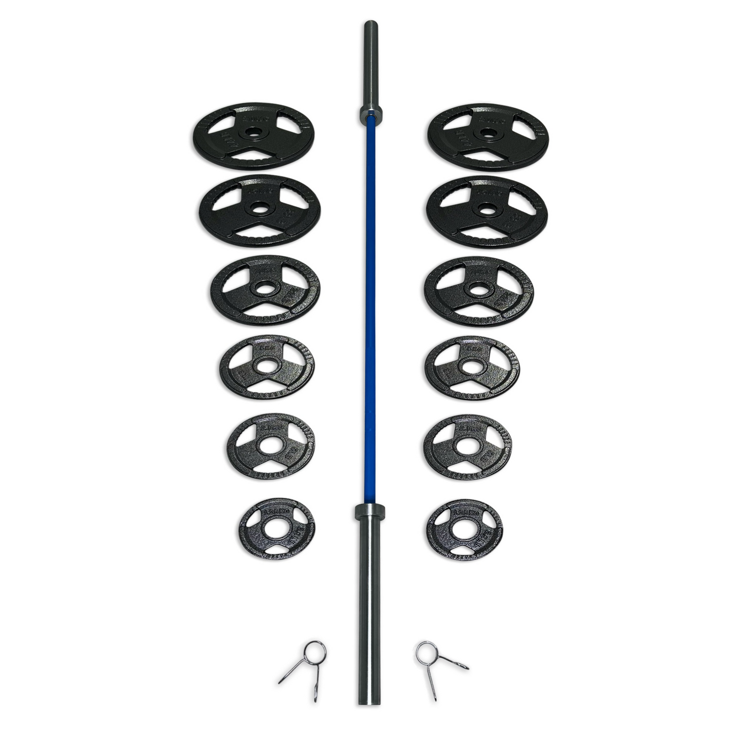 115-127.5kg Cast Iron Tri-Grip Barbell Set