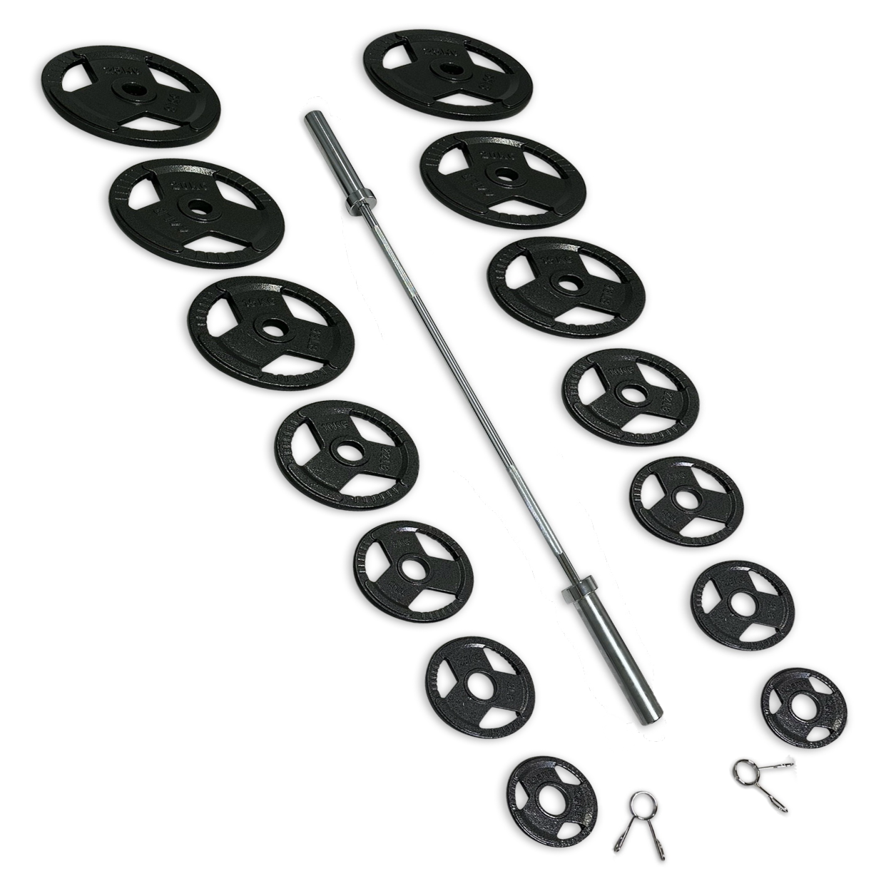 165-177.5kg Cast Iron Tri-Grip Barbell Set
