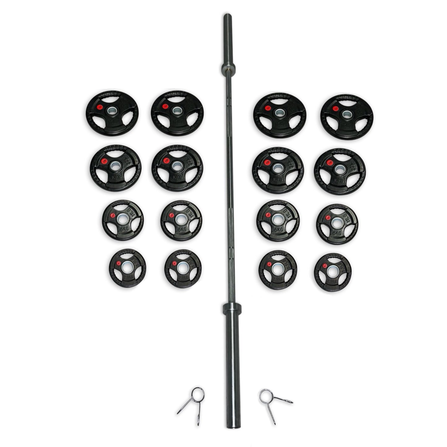 150kg Rubber Coated Tri-Grip Barbell Set
