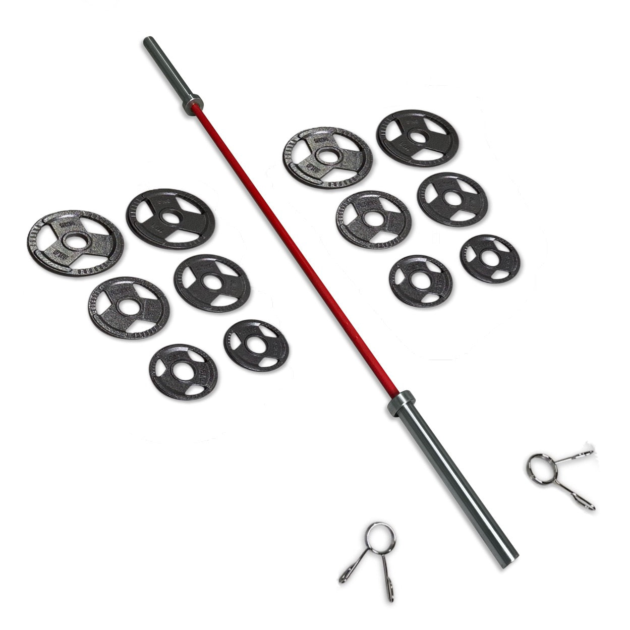 43-55kg Cast Iron Tri-Grip Barbell Set