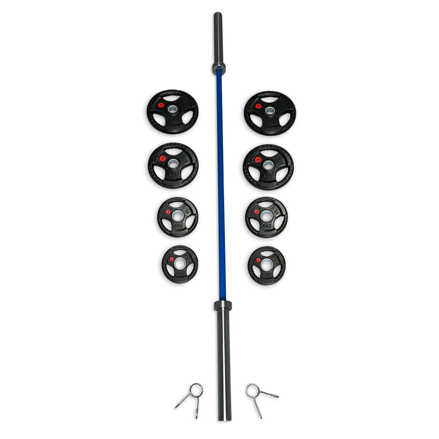73-85kg Rubber Coated Tri-Grip Barbell Set