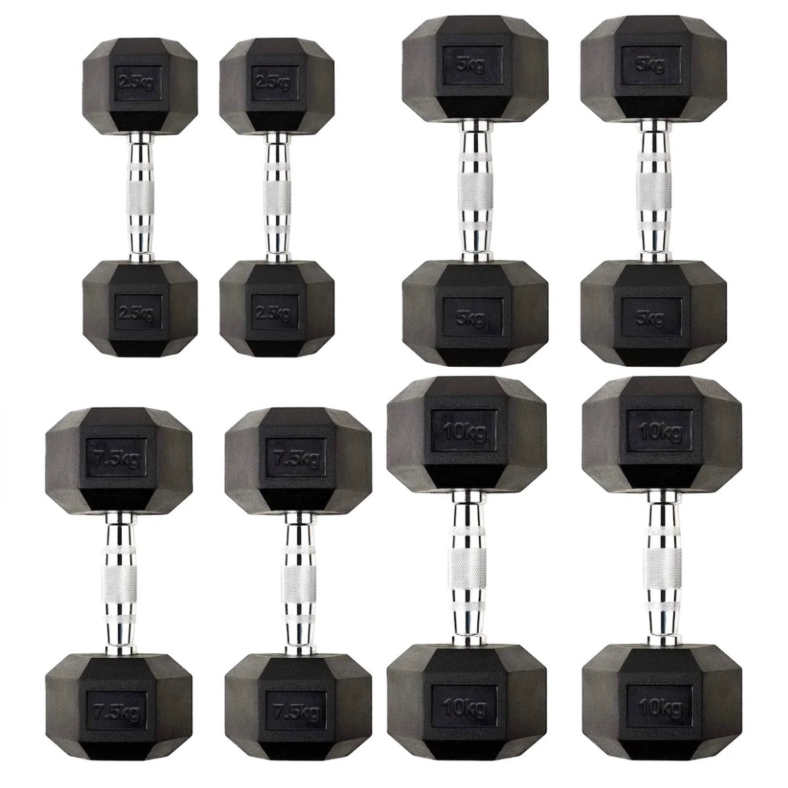 2.5kg-10kg Hex Dumbbell Set (2.5kg increments)