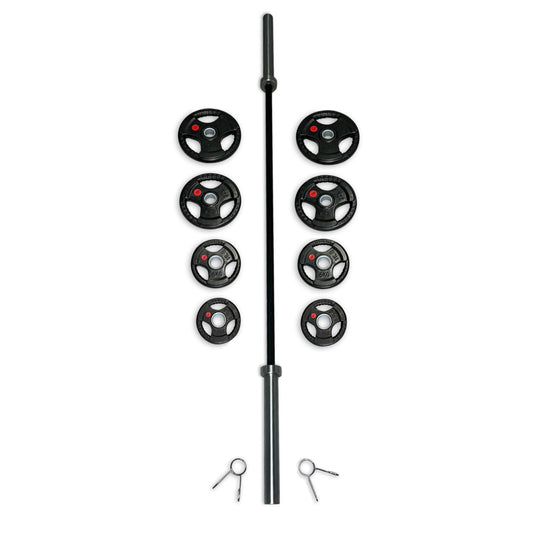 73-85kg Rubber Coated Tri-Grip Barbell Set