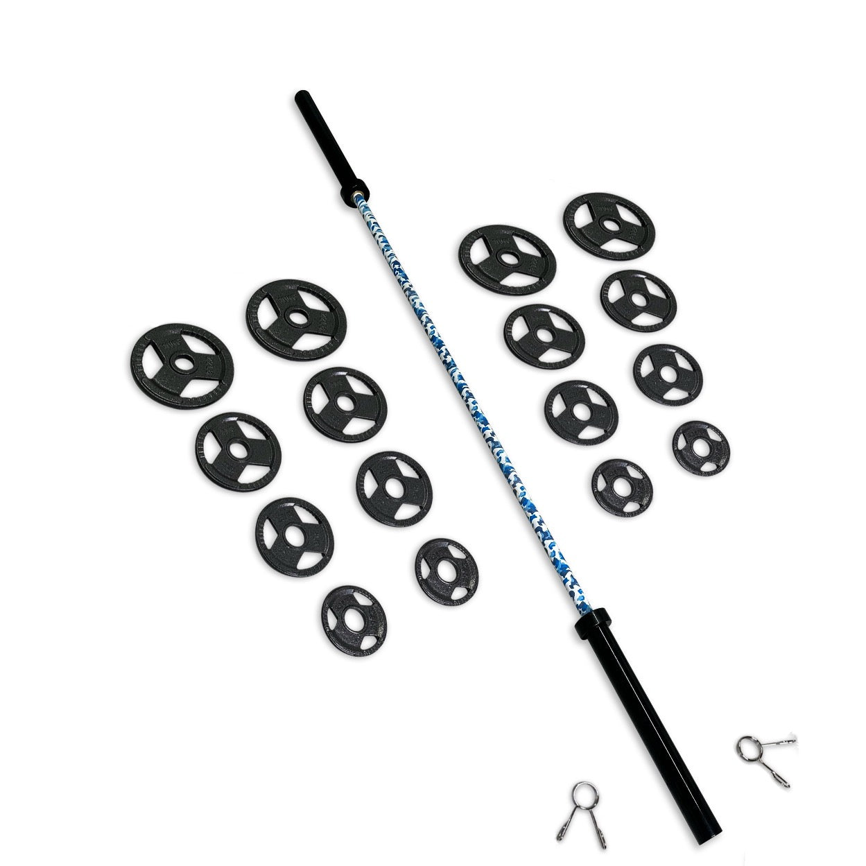 95kg Cast Iron Tri-Grip Barbell Set