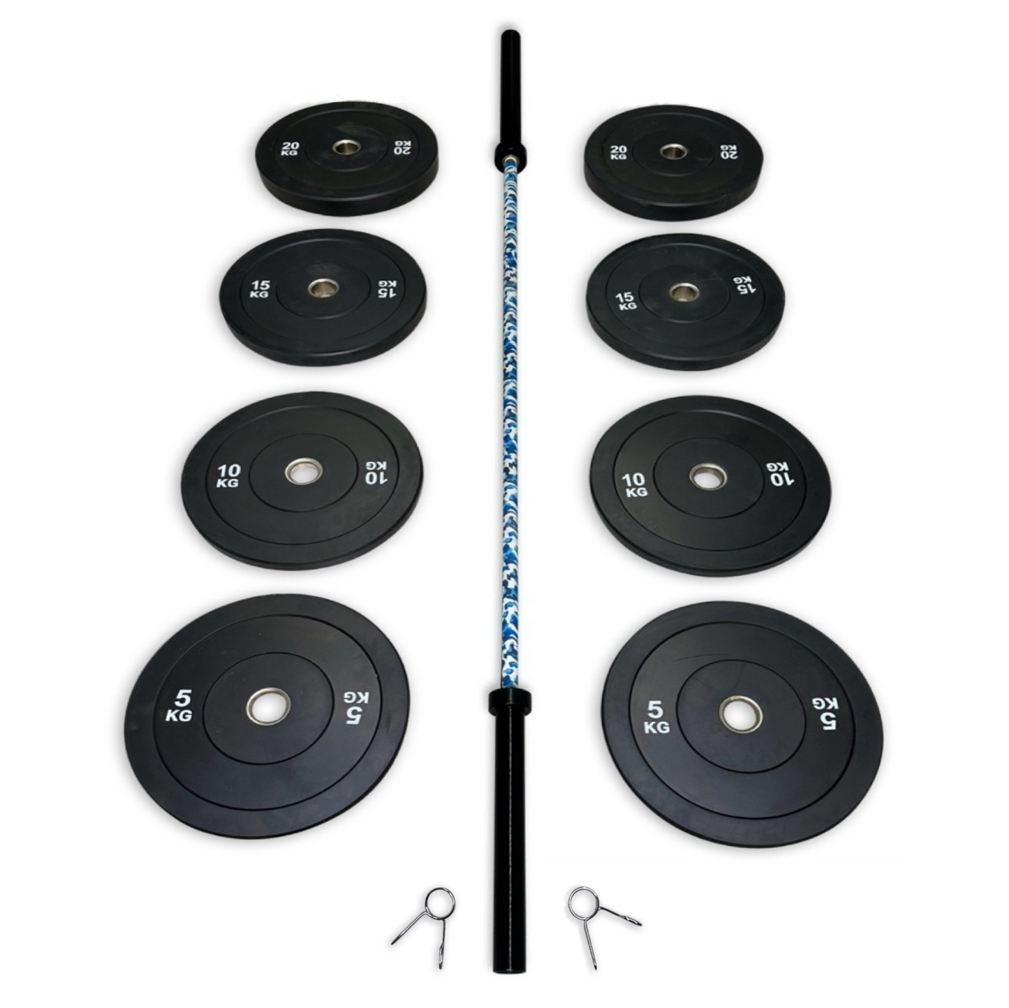 108-120kg Bumper Barbell Set