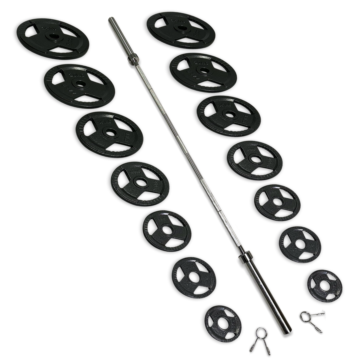 165-177.5kg Cast Iron Tri-Grip Barbell Set