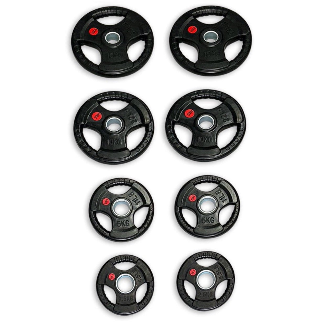 65kg Rubber Coated Tri-Grip Plates Set