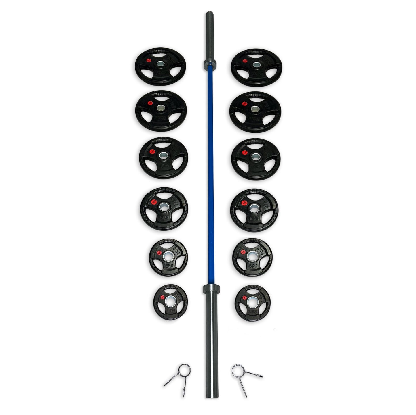 175kg Rubber Coated Tri-Grip Barbell Set