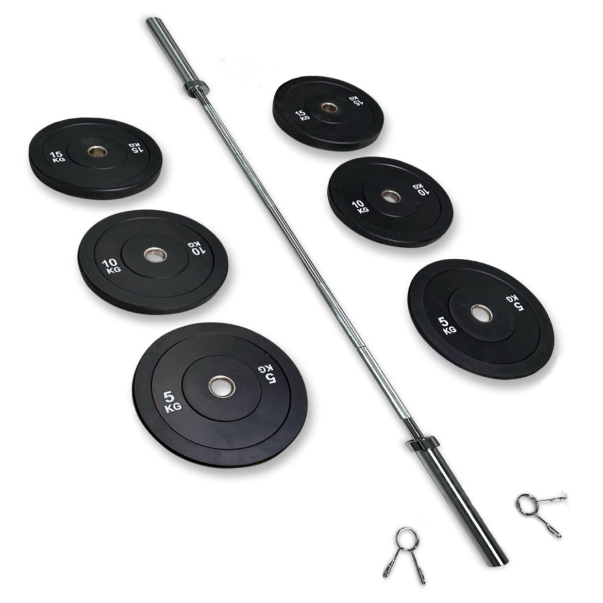 68-80kg Bumper Barbell Set