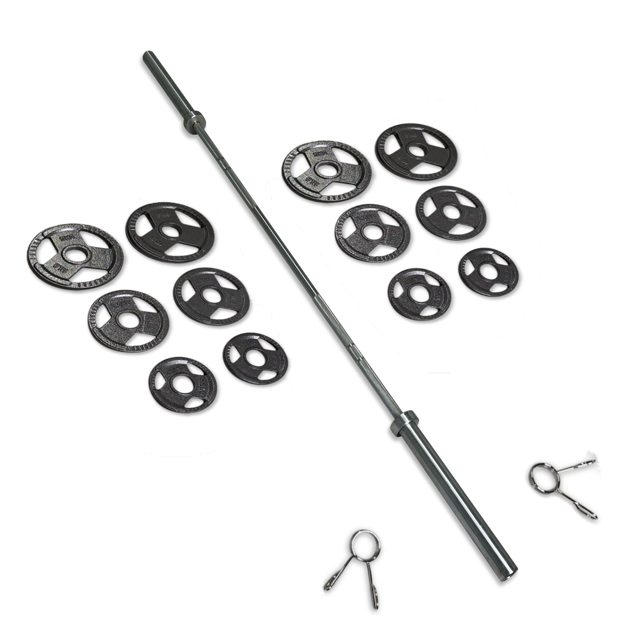 43-55kg Cast Iron Tri-Grip Barbell Set