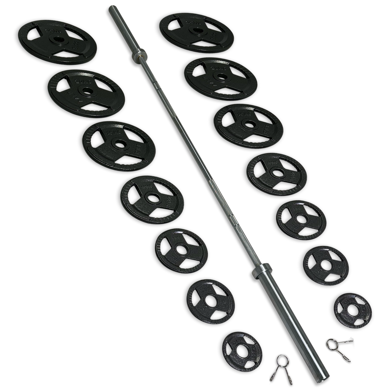 165-177.5kg Cast Iron Tri-Grip Barbell Set