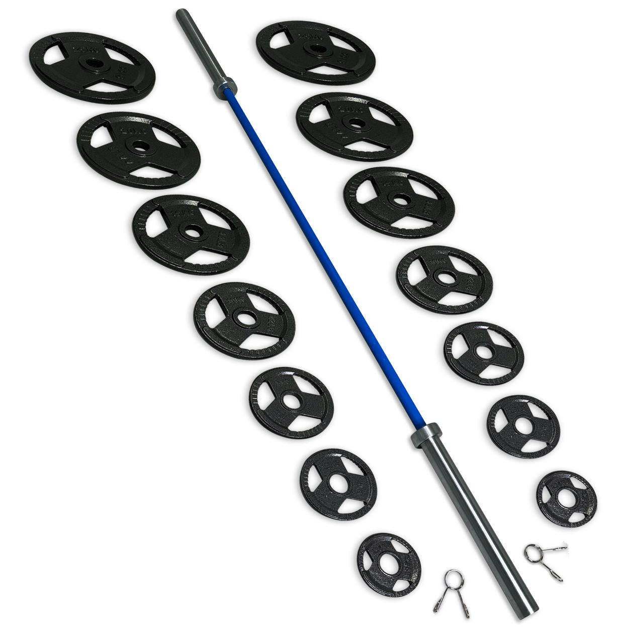 165-177.5kg Cast Iron Tri-Grip Barbell Set