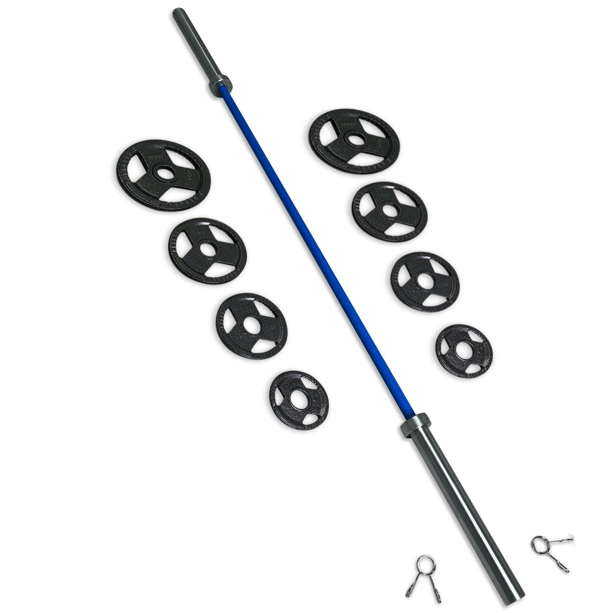 73-85kg Rubber Coated Tri-Grip Barbell Set
