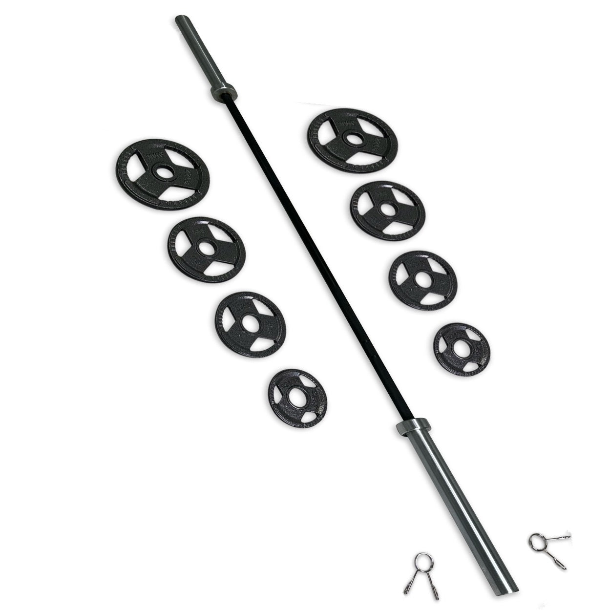 73-85kg Rubber Coated Tri-Grip Barbell Set