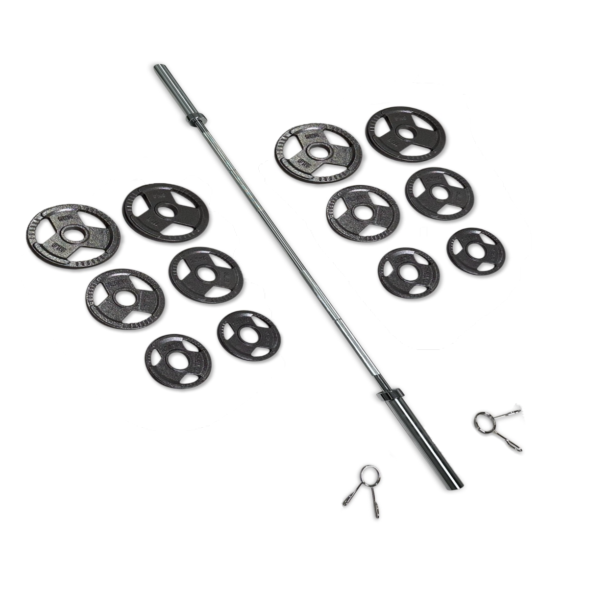 43-55kg Cast Iron Tri-Grip Barbell Set