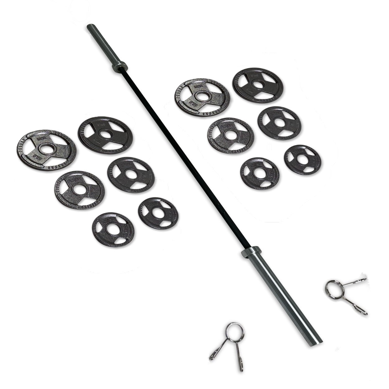 43-55kg Cast Iron Tri-Grip Barbell Set