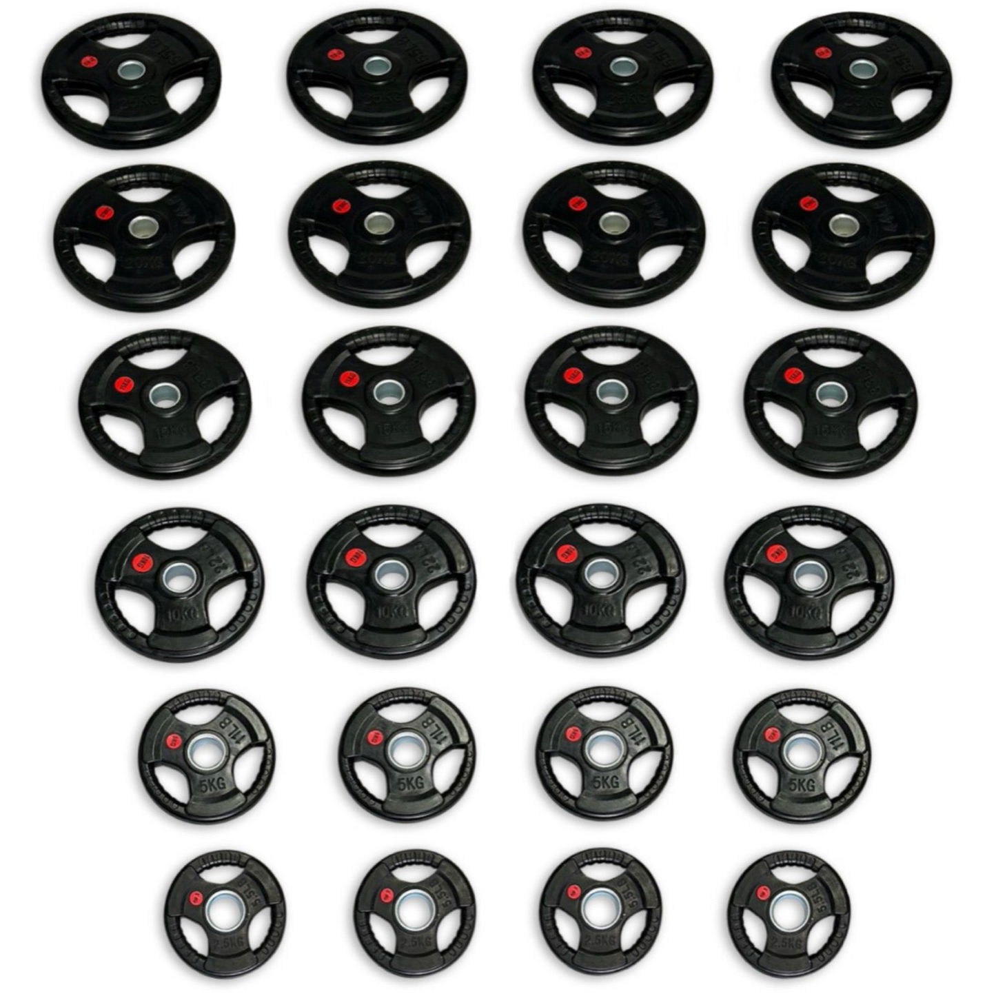 310kg Rubber Coated Tri-Grip Plates Set