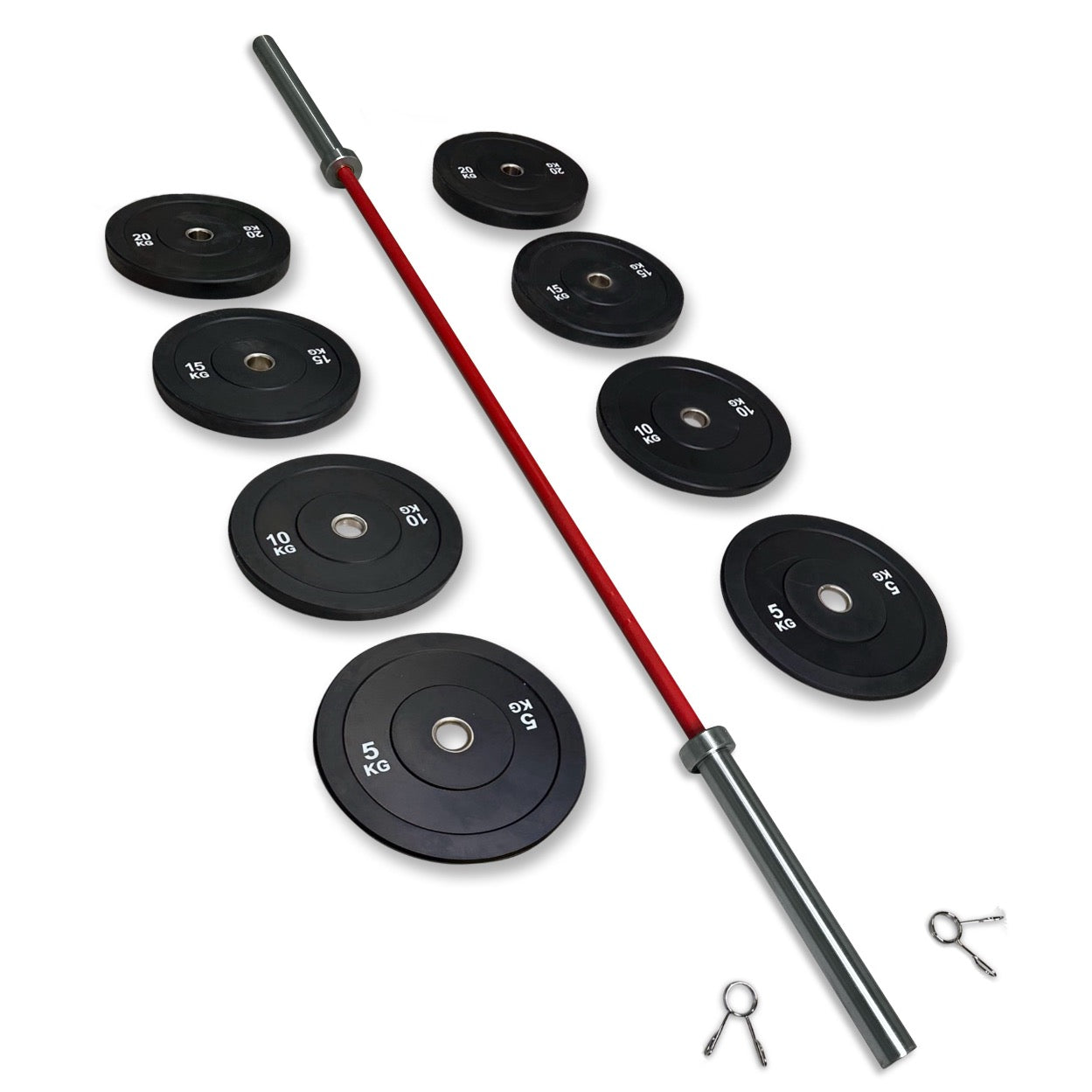 108-120kg Bumper Barbell Set