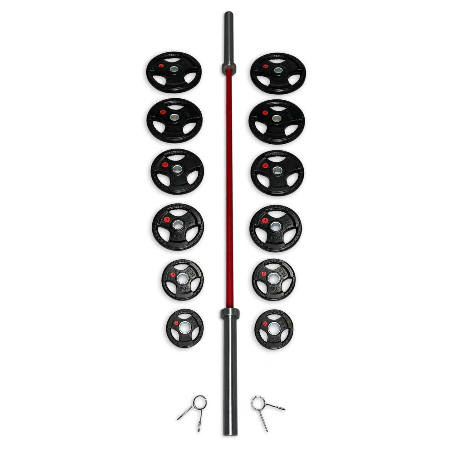 175kg Rubber Coated Tri-Grip Barbell Set