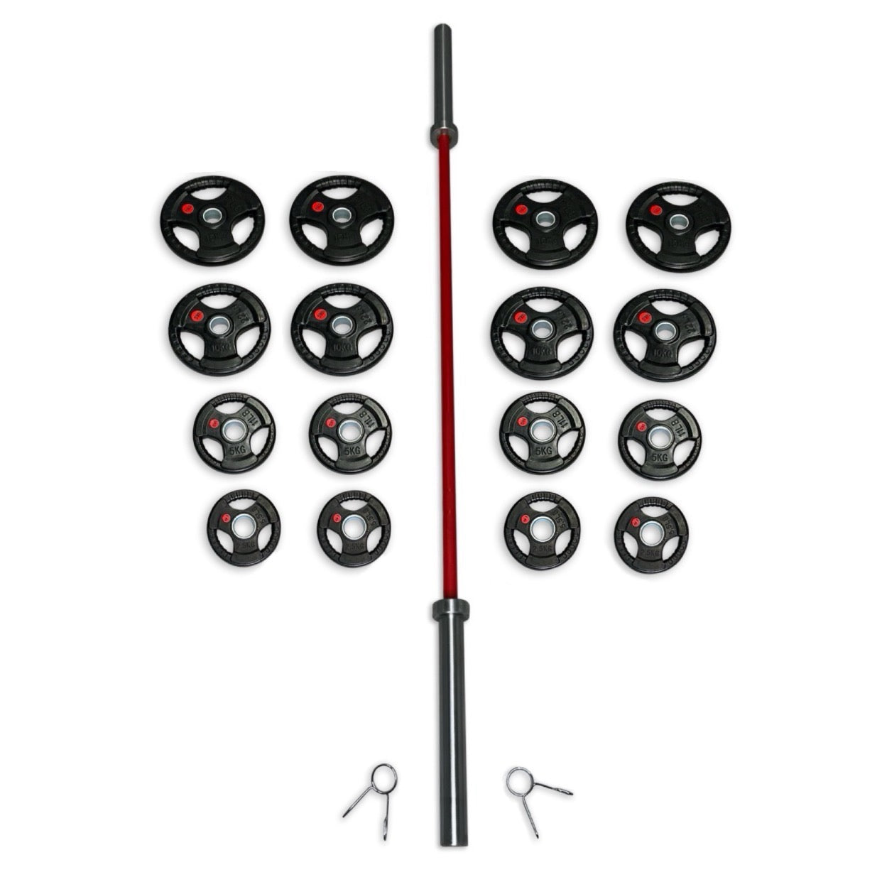 150kg Rubber Coated Tri-Grip Barbell Set
