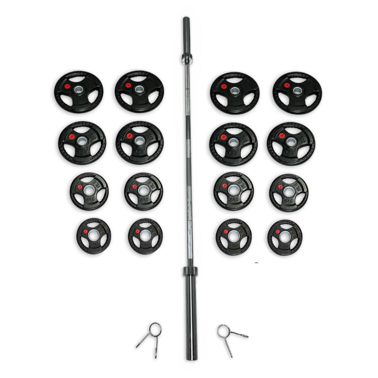 150kg Rubber Coated Tri-Grip Barbell Set