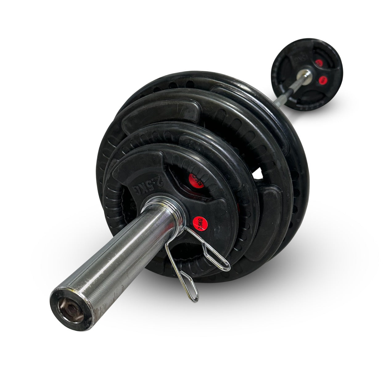 73-85kg Rubber Coated Tri-Grip Barbell Set