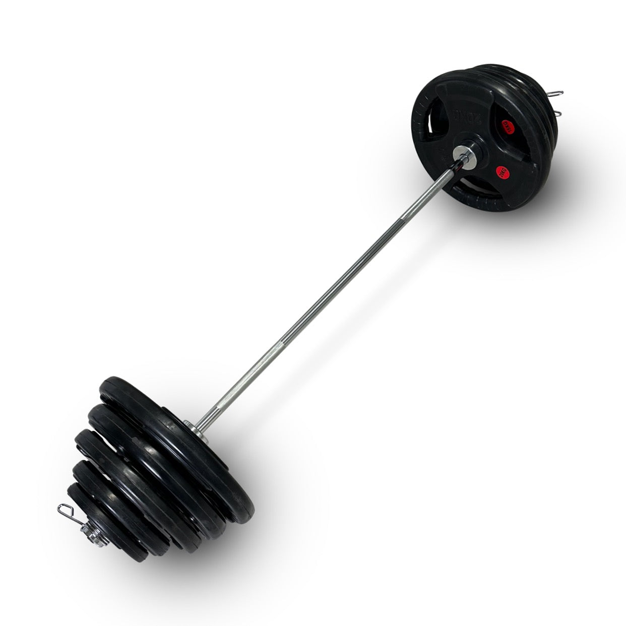 113-125kg Rubber Coated Tri-Grip Barbell Set