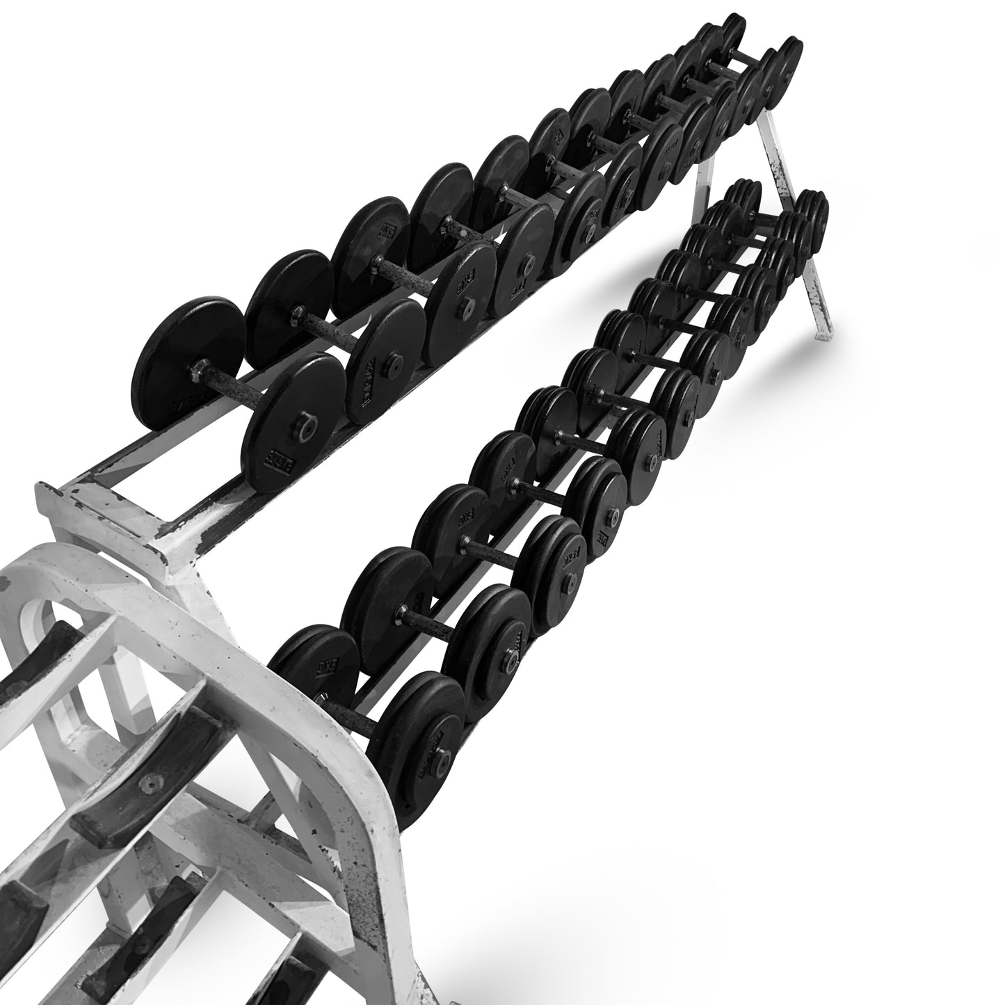 7.5-35kg is Pro-Style Dumbbell Set (2.5kg increments)