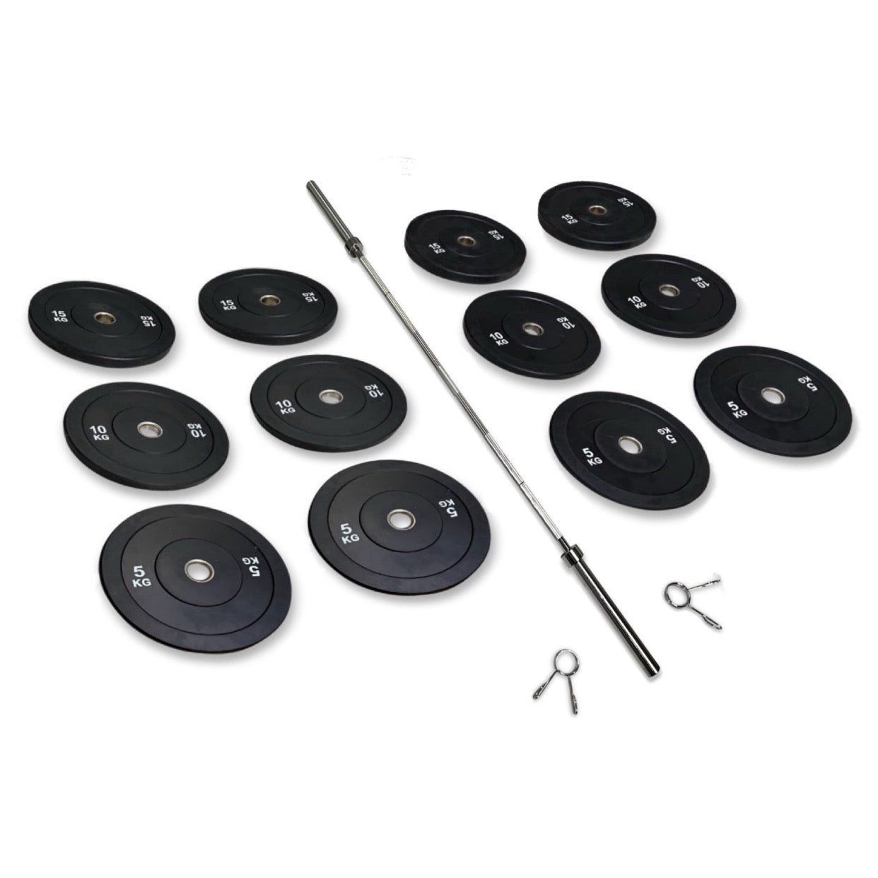 128-140kg Bumper Barbell Set